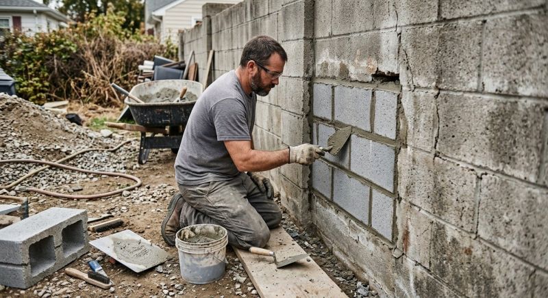 Cinder Block Wall Repair in Cornelius, NC