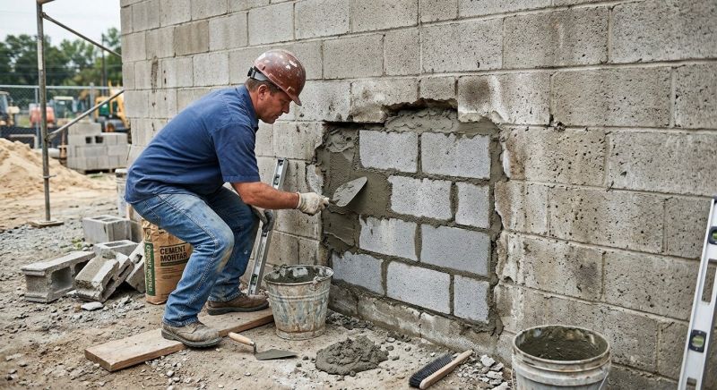 Cinder Block Wall Repair in Denver, NC