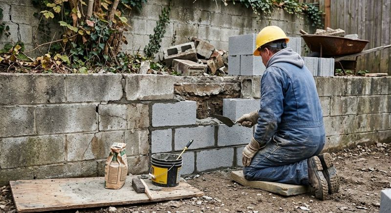 Cinder Block Wall Repair in Statesville, NC
