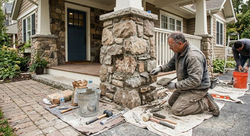 Stone Column Repair in Denver, NC